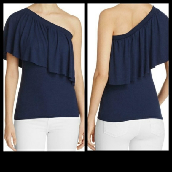 Three Dots Tops - Three Dots Navy One Shoulder Medium NWT
